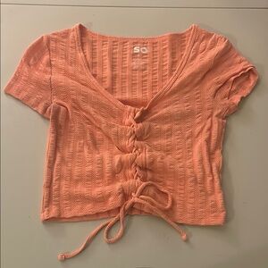 SO Women's Orange Tie-Front Top